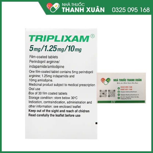 TRIPLIXAM 5mg/1.25mg/10mg thuốc điều trị tăng huyết áp
